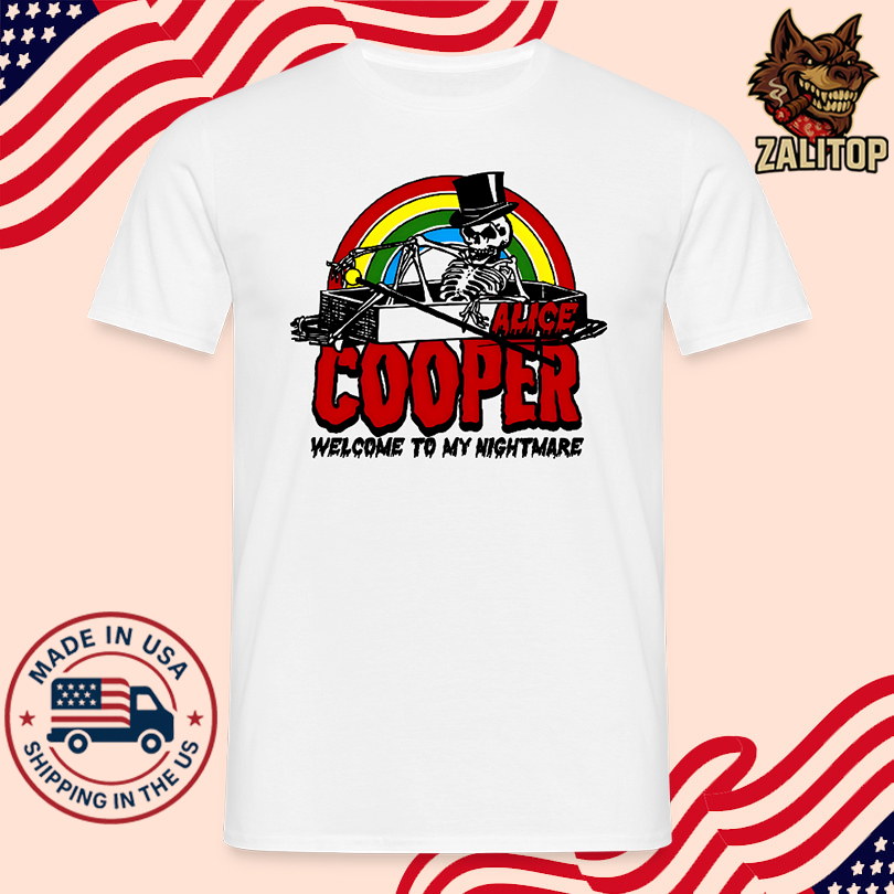 Alice Cooper Welcome To My Nightmare Rainbow Coffin Skeleton Shirt