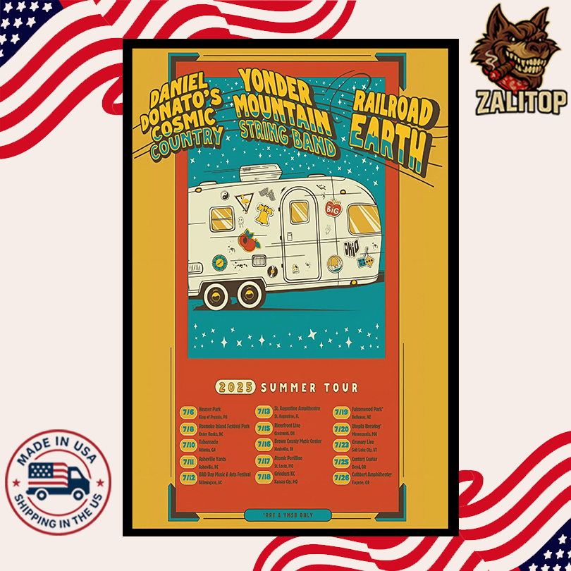 Daniel Donato\'s Cosmic Country With Yonder Mountain String Band And Railroad Earth Summer 2025 Tour Poster