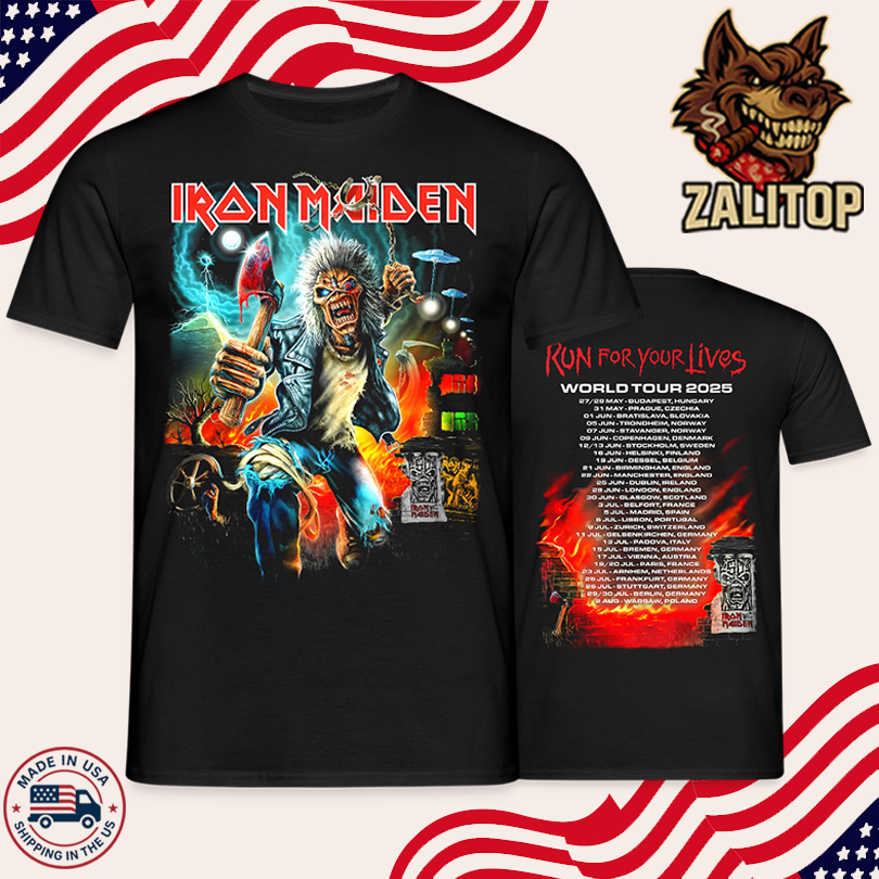 Iron Maiden Run For Your Lives 2025 Tour Tee