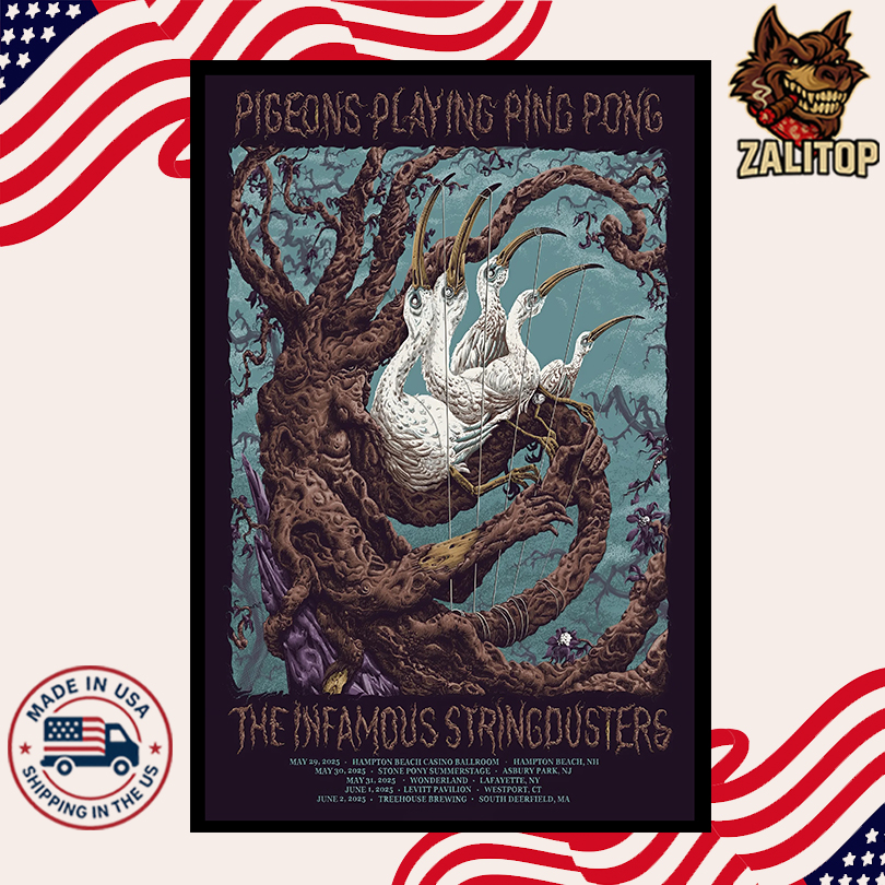 Pigeons Playing Ping Pong And The Infamous Stringdusters Summer Tour 2025 Poster