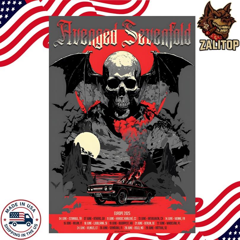 Avenged Sevenfold Europe 2025 Tour Poster
