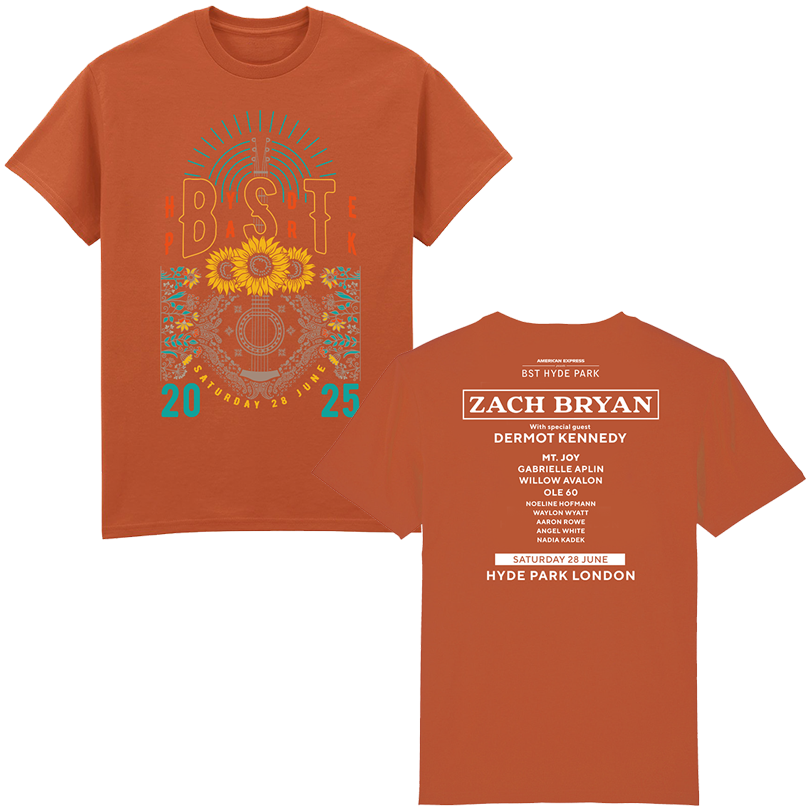 BST Hyde Park London Zach Bryan 28th June 2025 Event T-Shirt