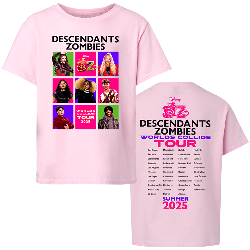 Disney Descendants Zombies Worlds Collide Tour 2025 Tee