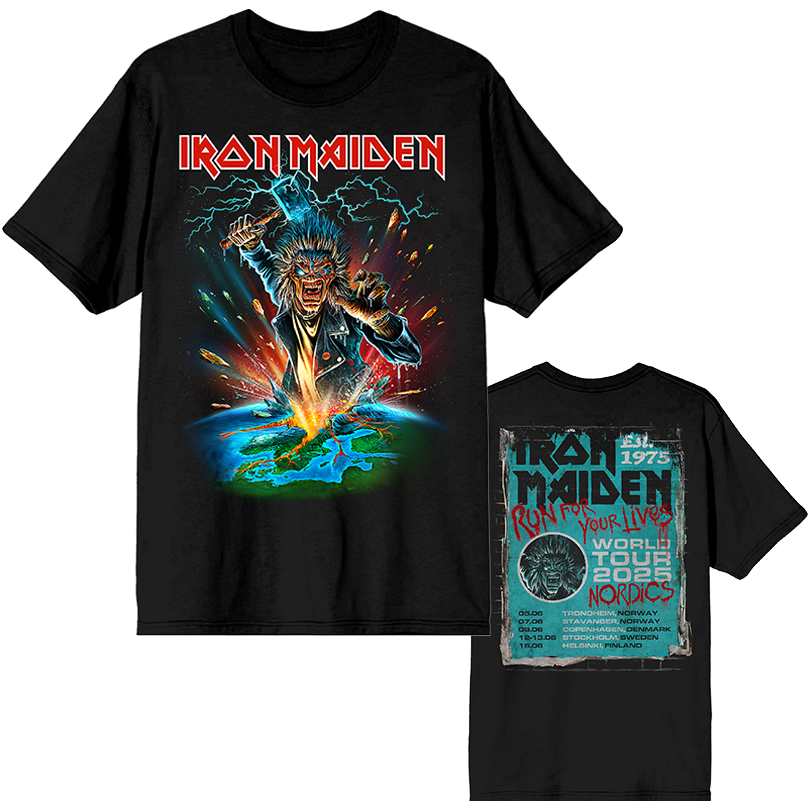 Iron Maiden Merch Run For Your Lives 2025 Tour Nordics Tee