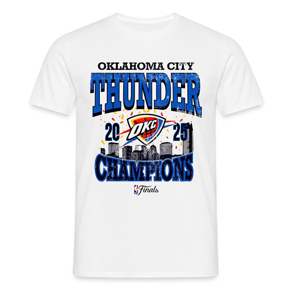 OKC Thunder 2025 NBA Championship Confetti Skyline T-Shirt