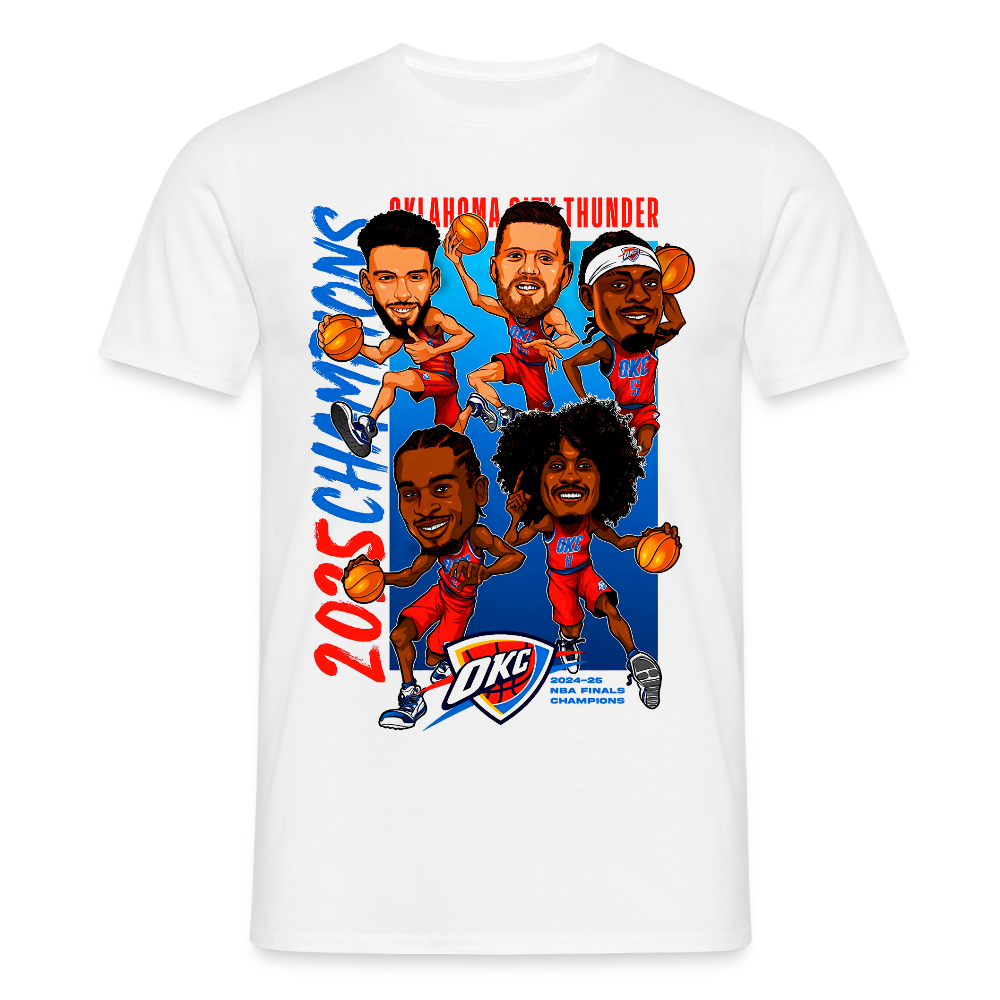 Oklahoma City Thunder 2025 NBA Finals Champions Big & Tall Caricature Roster T-Shirt