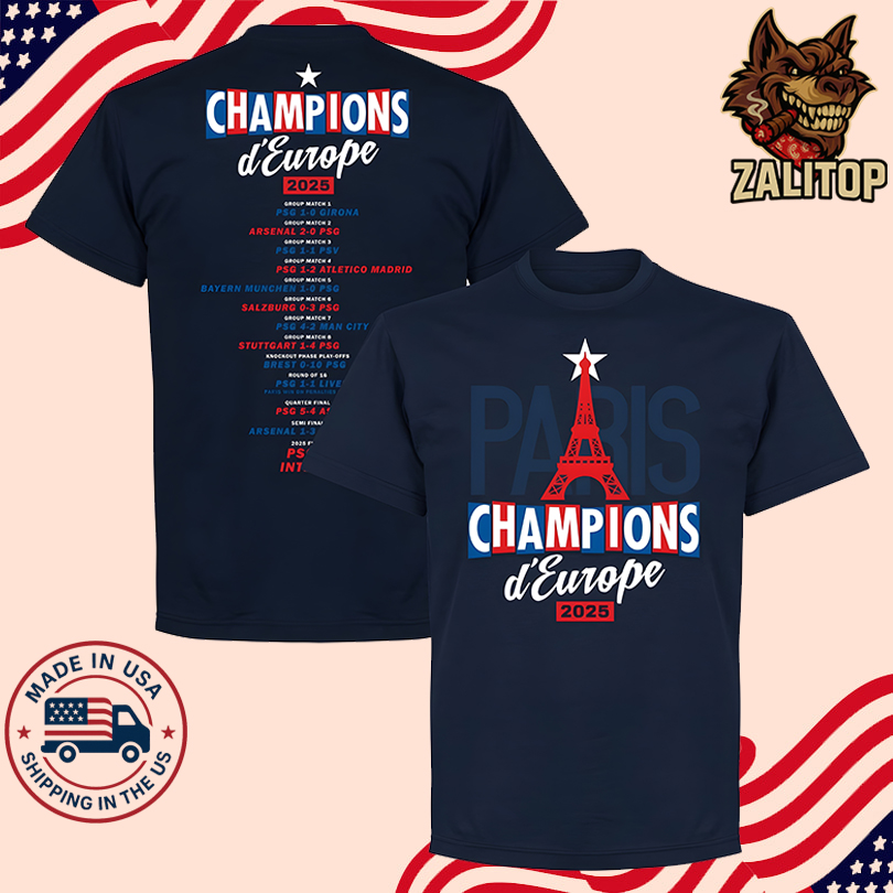 Paris European Champions 2025 Road to Victory KIDS T-shirt