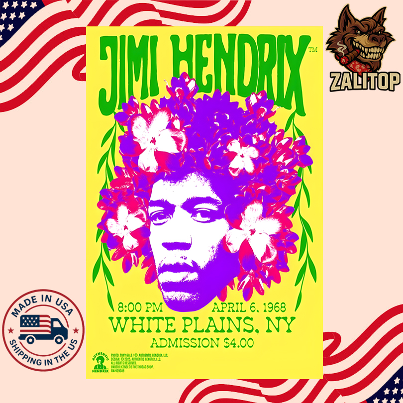 Poster for Jimi Hendrix White Plains, NY April 6 1968