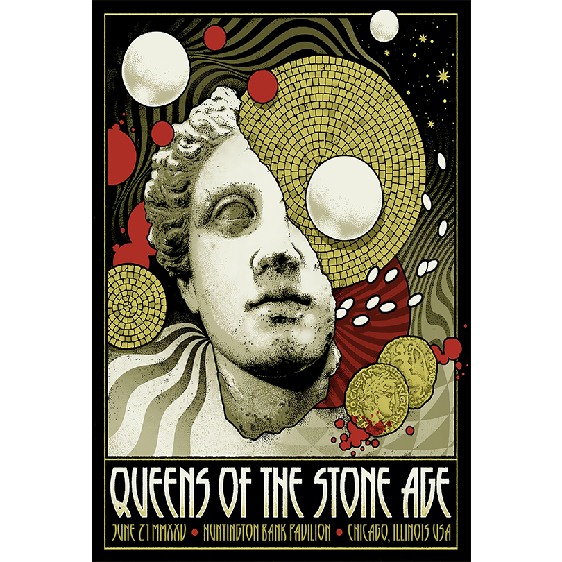 Queens of the Stone Age Concert Poster 2025 – Huntington Bank Pavilion, Chicago IL – June 21