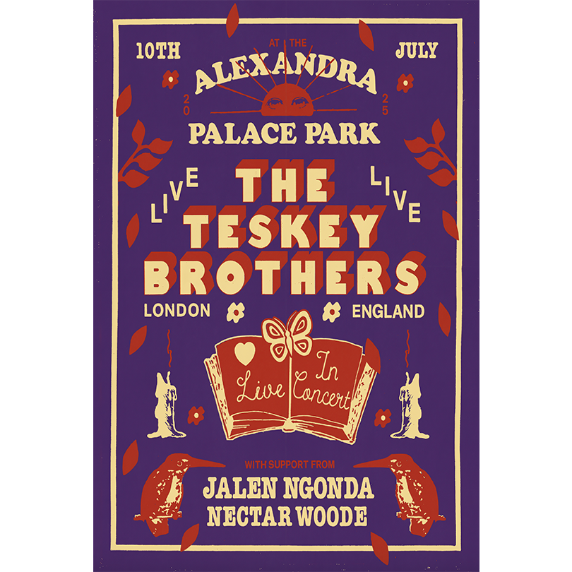 The Teskey Brothers Poster 2025 – Alexandra Palace Park, London UK – July 10