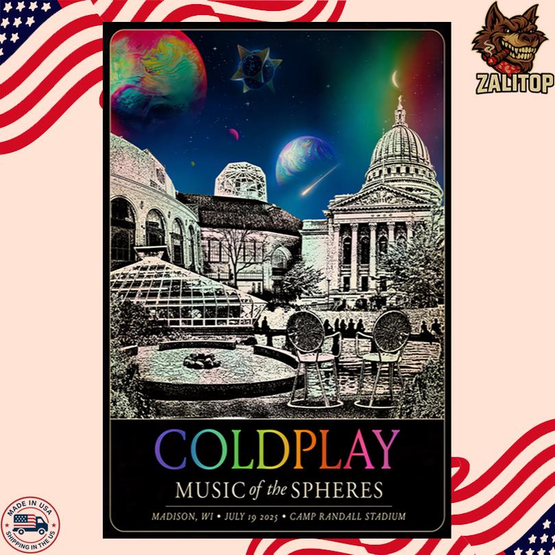 Coldplay Show in Madison WI Camp Randall Stadium July 19 2025 Poster