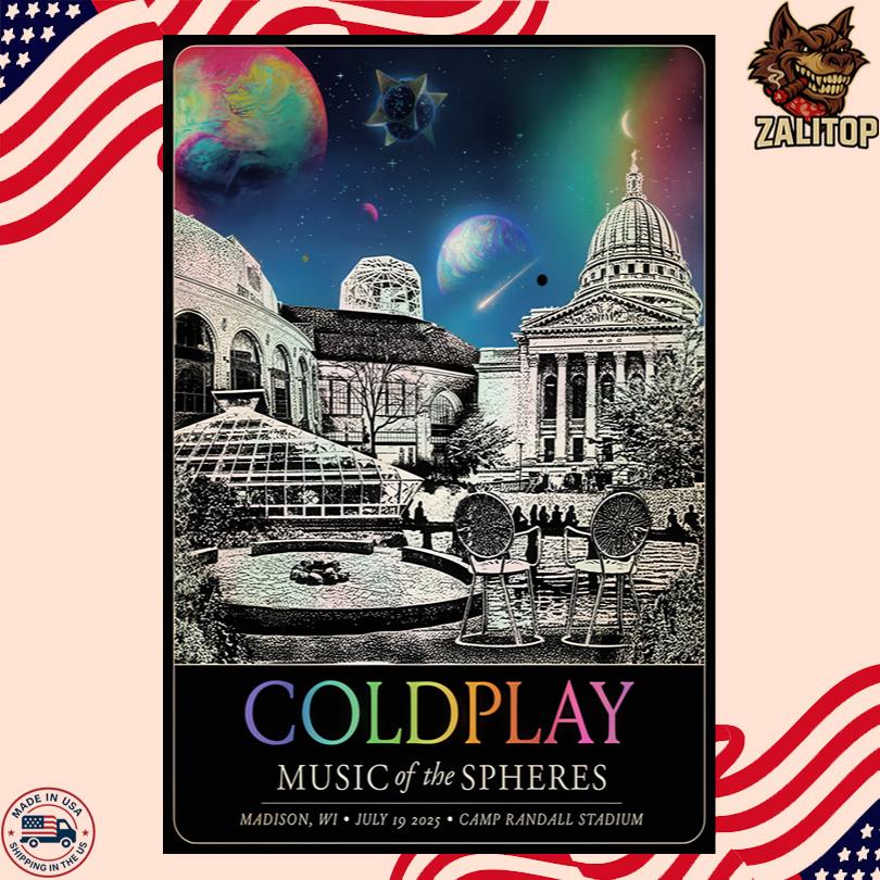 Coldplay Show in Madison WI Camp Randall Stadium July 2025 Poster