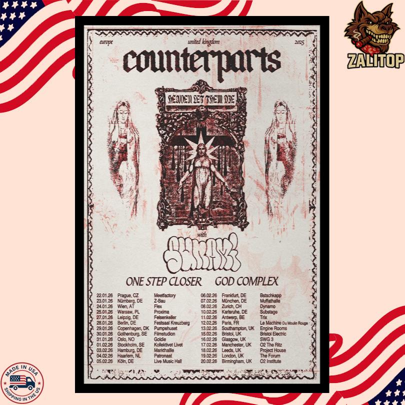 Counterparts UK & EU Tour 2025 Poster