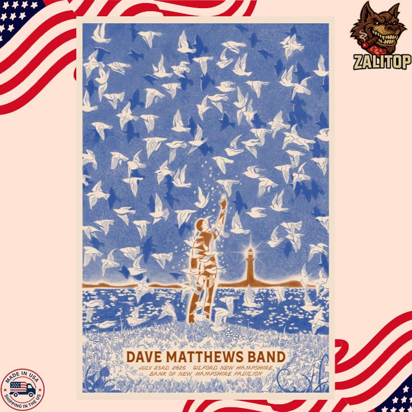 Dave Matthews Band Show 2025 Poster Bank of NH Pavilion Gilford NH