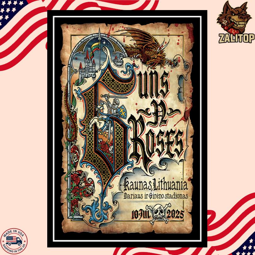 Guns N' Roses July 10 2025 Poster – Darius and Girėnas Stadium, Kaunas LT