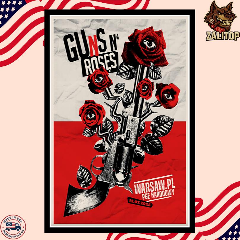Guns N’ Roses Poland 2025 Poster – Live at PGE Narodowy