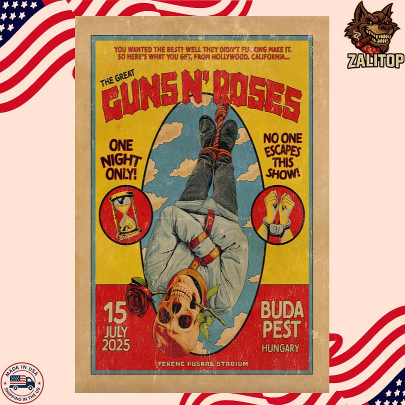 Guns N\' Roses Poster – Ferenc Puskás Stadium 2025 Show