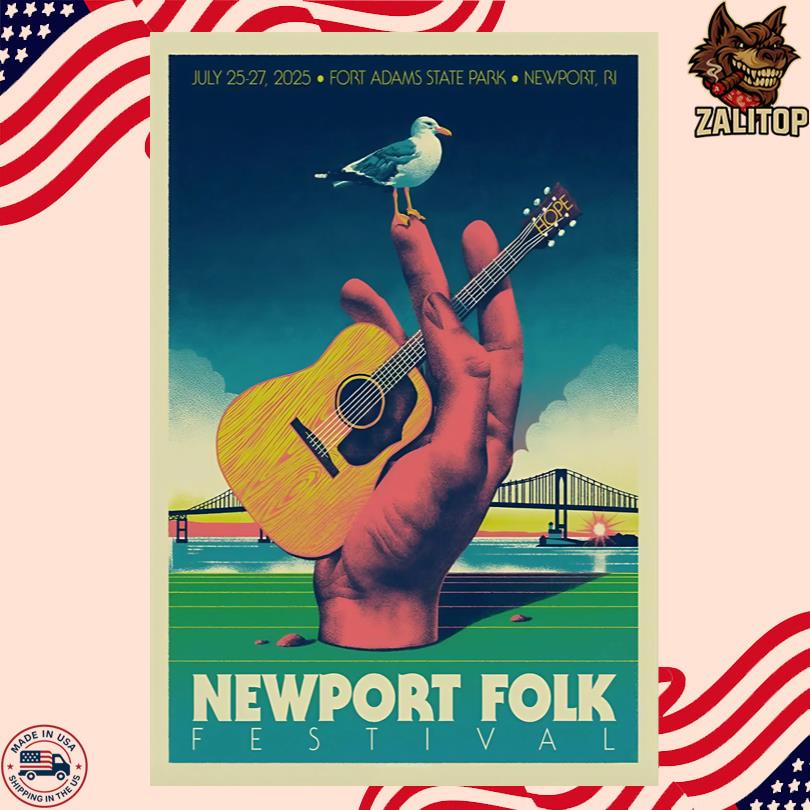 Newport Folk Fest 2025 Tour Poster Fort Adams State Park Newport RI