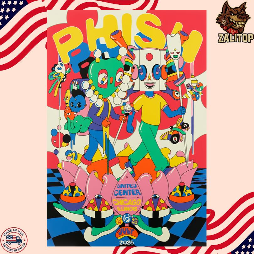 Phish Tour July 18 19 20 2025 United Center Chicago IL Poster