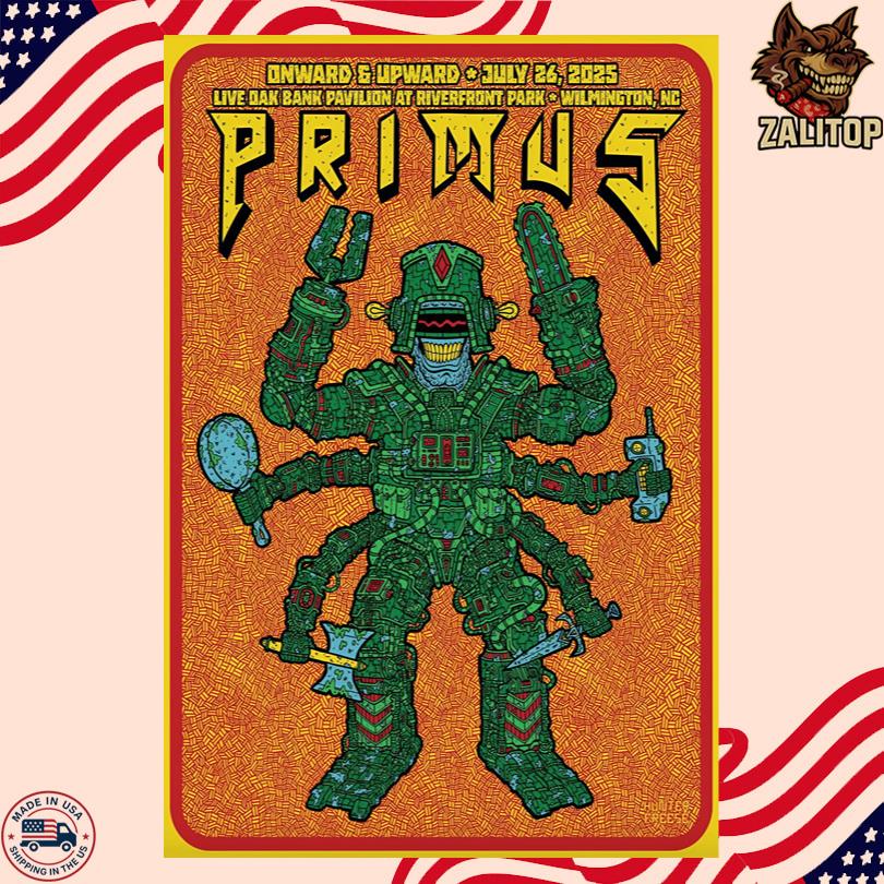 Primus July 26 2025 live Oak Bank Pavilion at Riverfront Park. Wilmington, NC Poster