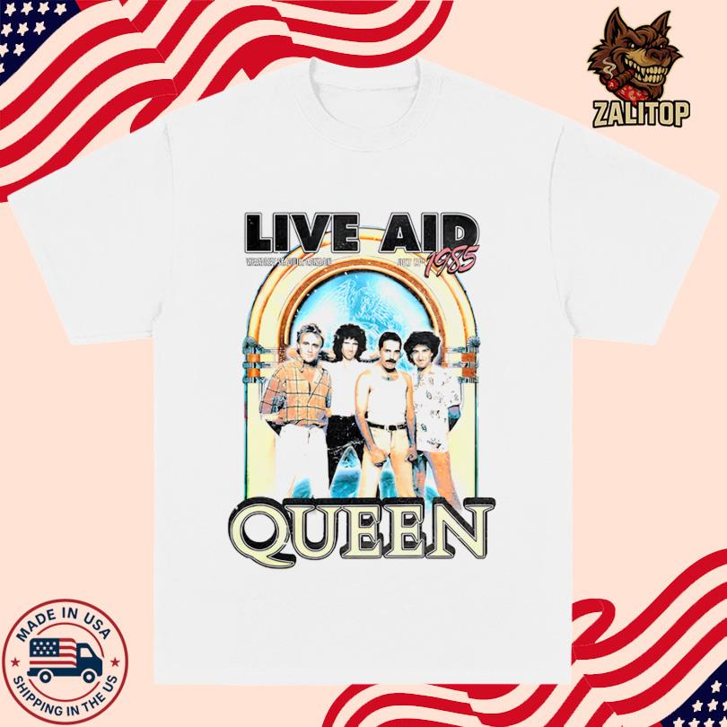 Queen at Live Aid Vintage White Tee
