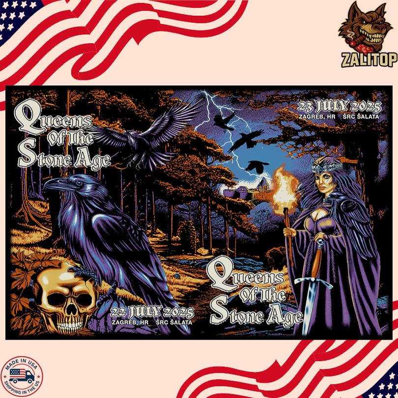 Queens Of The Stone Age Tour SCR Šalata Zagreb Croatia July 22-23 2025 Poster