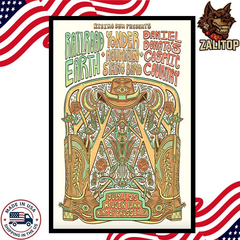 Railroad Earth And Yonder Mountain String Band Daniel Donato\'s Cosmic Country Jul 6 2025 Heuser Park. King of Prussia, PA Poster