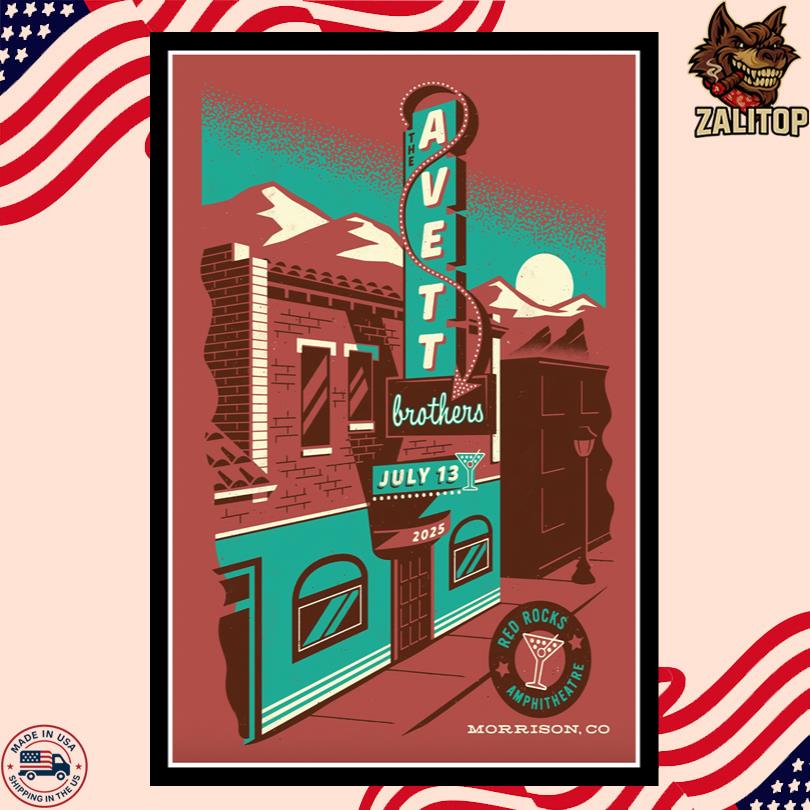 The Avett Brothers Poster – July 13 2025 Red Rocks Amphitheatre, Morrison CO