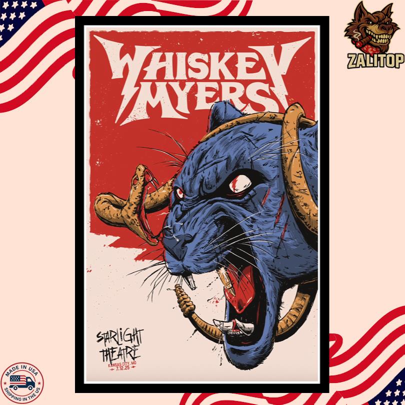 Whiskey Myers 2025 Poster – Kansas City MO at Starlight Theatre July 12
