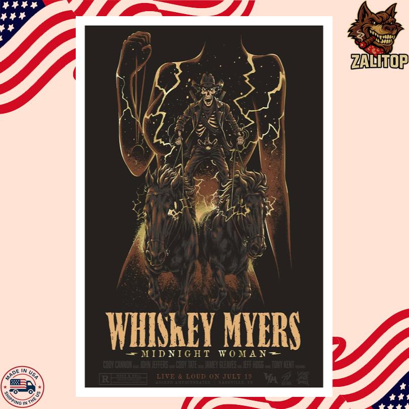 Whiskey Myers Live Tour Ascend Amphitheater Nashville TN July 19 2025 Poster
