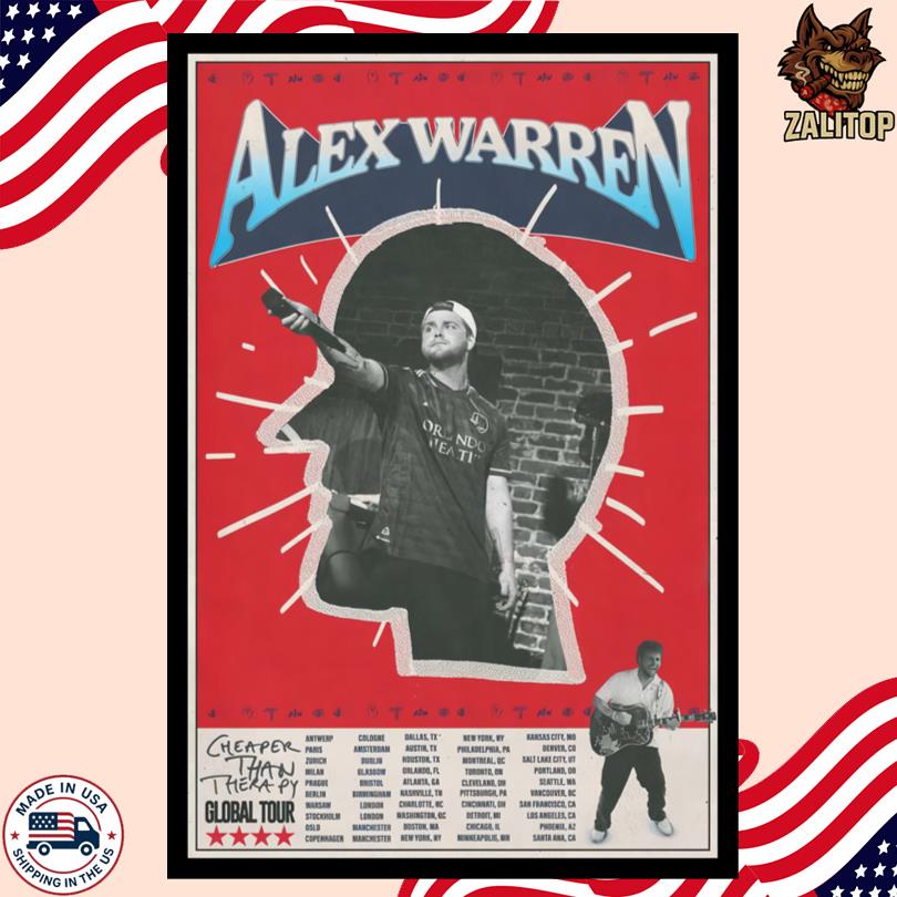 Alex Warren Cheaper Than Therapy Global Tour 2025 Poster