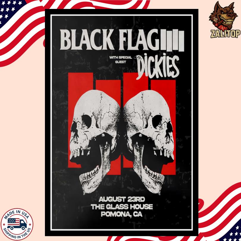 Black Flag Event Poster Pomona, CA Aug 23, 2025