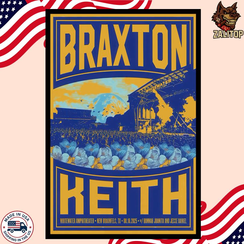 Braxton Keith Aug 16 2025 Whitewater Amphitheater New Braunfels TX Event Poster