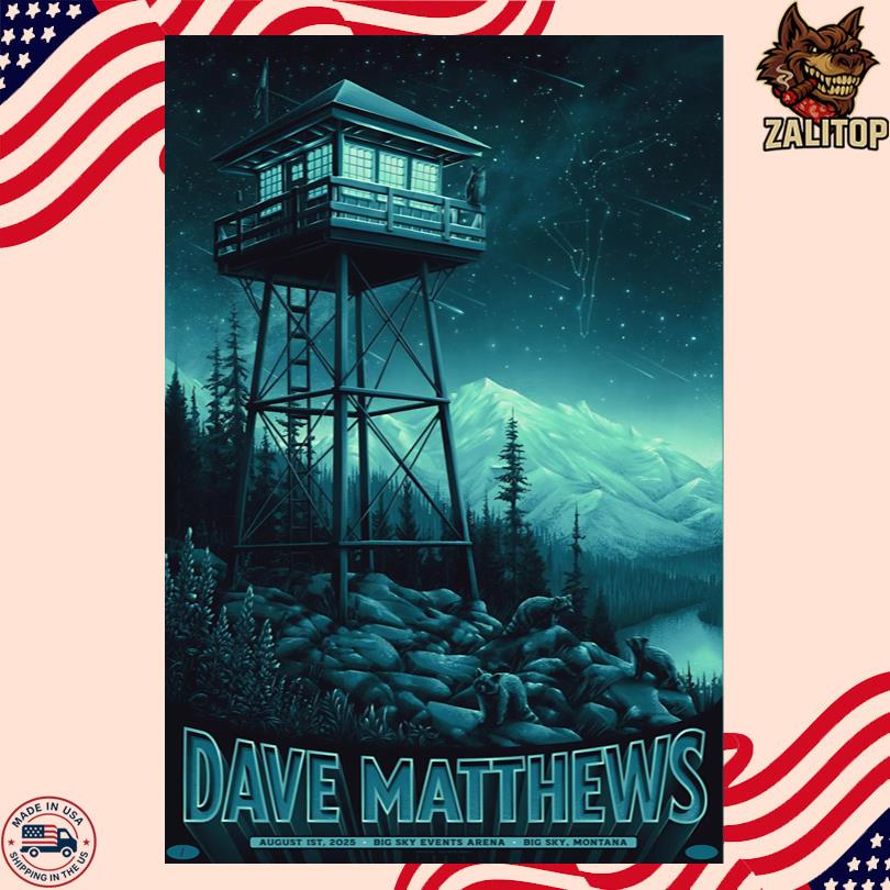 Dave Matthews Band Big Sky Town Center August 1 2025 Event Poster