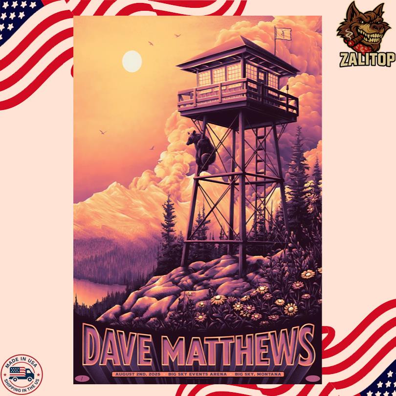 Dave Matthews Band Live in Big Sky MT Aug 2 2025 Tour Poster