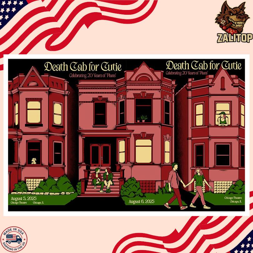 Death Cab For Cutie Aug 5-6 2025 The Chicago Theatre. Chicago, IL Poster