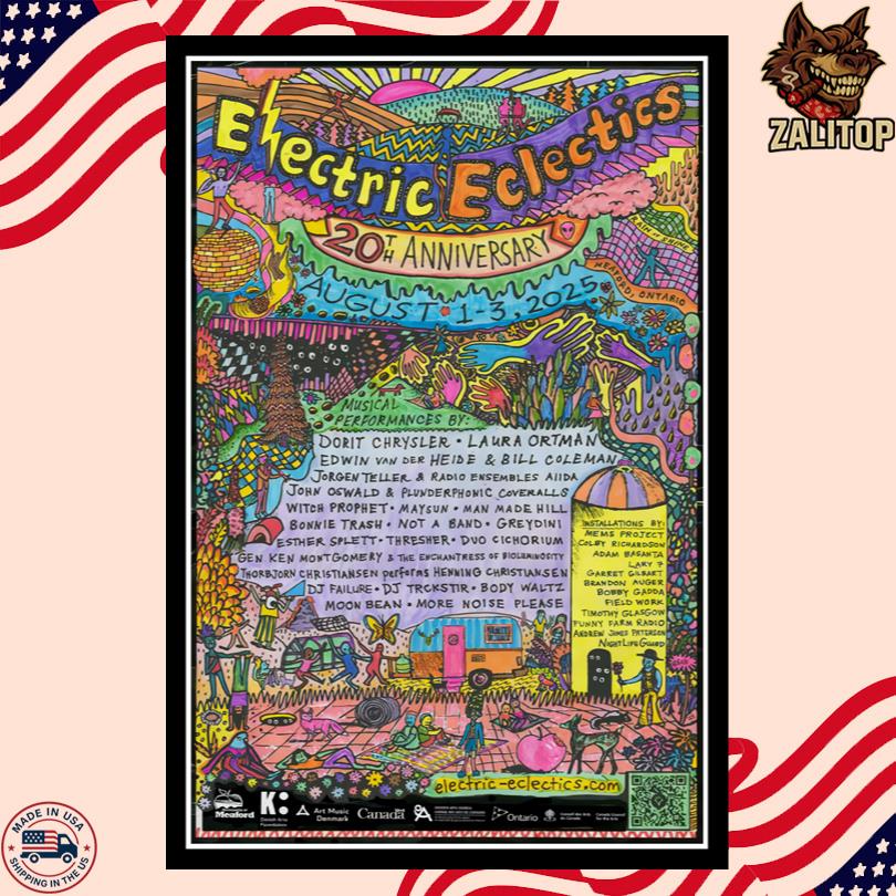 Electric Eclectics 20th Anniversary August 1-3, 2025 Meaford, ON Poster