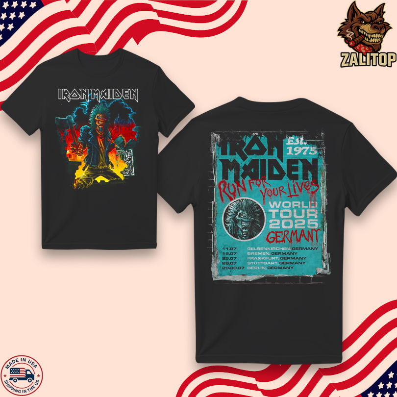 Iron Maiden Run For Your Lives 2025 Tour Germany Tee