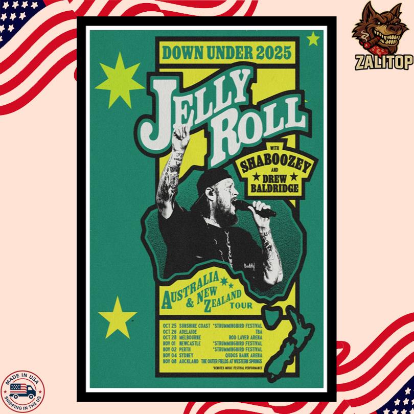 Jelly Roll Down Under Tour 2025 Australia and New Zealand Poster