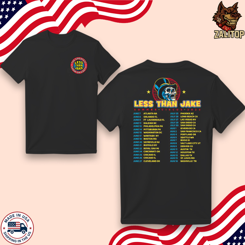Less Than Jake Summer Circus Adult Tour 2025 T Shirts