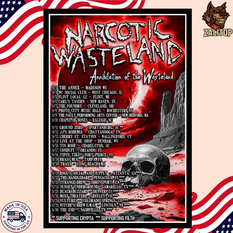 Narcotic Wasteland Annihilation of the Wicked Fall Tour 2025 Poster