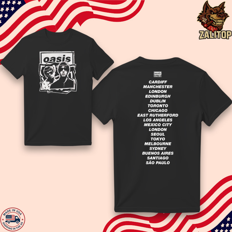 Oasis Live 2025 Cut Out Photo Tour T-Shirt