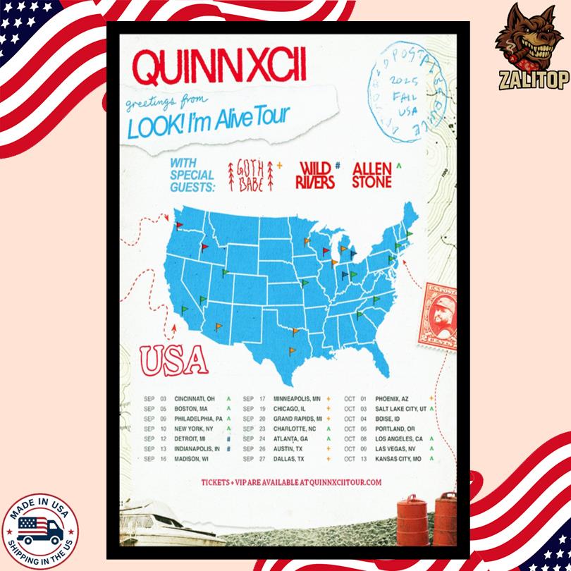 Quinn XCII LOOK I\'m Alive Tour 2025 Poster