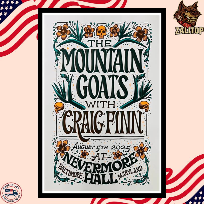 The Mountain Goats Aug 5 2025 Nevermore Hall, Baltimore, MD Poster