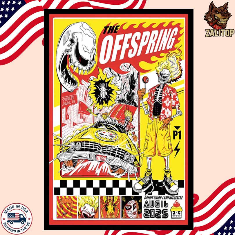 The Offspring Aug 16 2025 Credit Union 1 Amphitheatre Tinley Park IL Event Poster