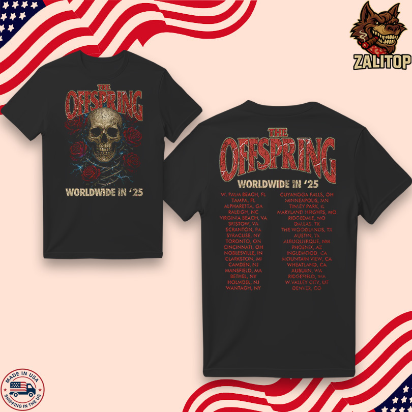 The Offspring Rose Skull 2025 Tour Tee