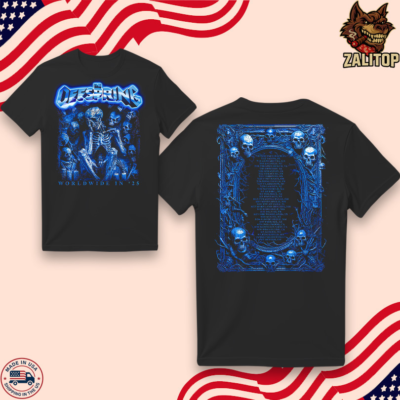 The Offspring Sitting Skeleton 2025 Tour T Shirt